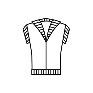  white illustration of knitted warm vest waistcoat. Vector line 