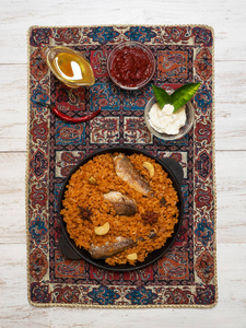 也门风格 siadeah鱼 kabsa。源自也门的混合米菜。中东食品