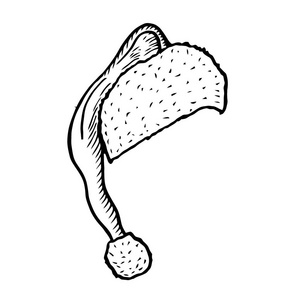 圣诞老人的帽子雕刻传统的服装元素为冬季人物帽与毛皮矢量插图隔离在