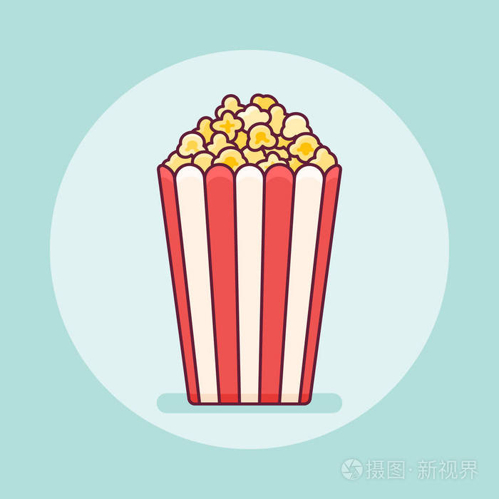 爆米花桶平面图标.向量例证