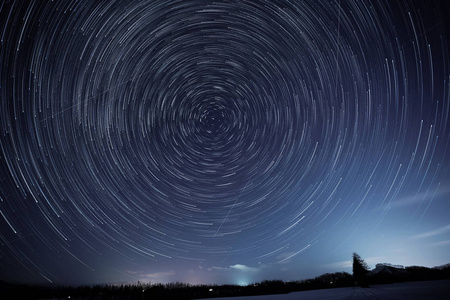 南极夜景夜晚的星迹照片