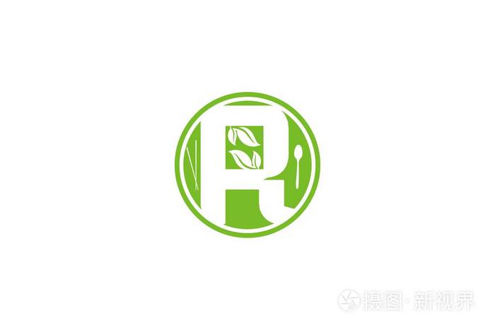字母r健康食品标志设计灵感隔离白色背景