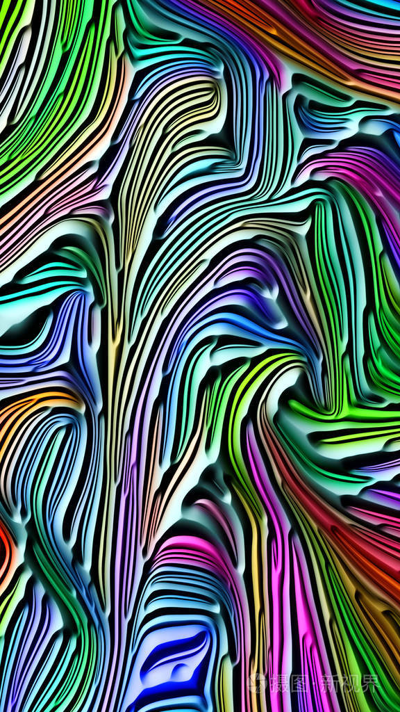 自然系列的曲线以五彩浮雕浮雕图案三维渲染为隐喻的自然形体几何设计