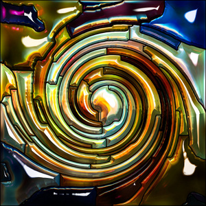 螺旋旋转系列。 彩色玻璃漩涡图案的抽象背景，用于彩色设计创意艺术和想象等项目