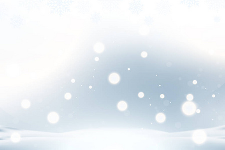 圣诞节和新年背景与雪花和光效应的蓝色背景。 平面矢量图eps10。