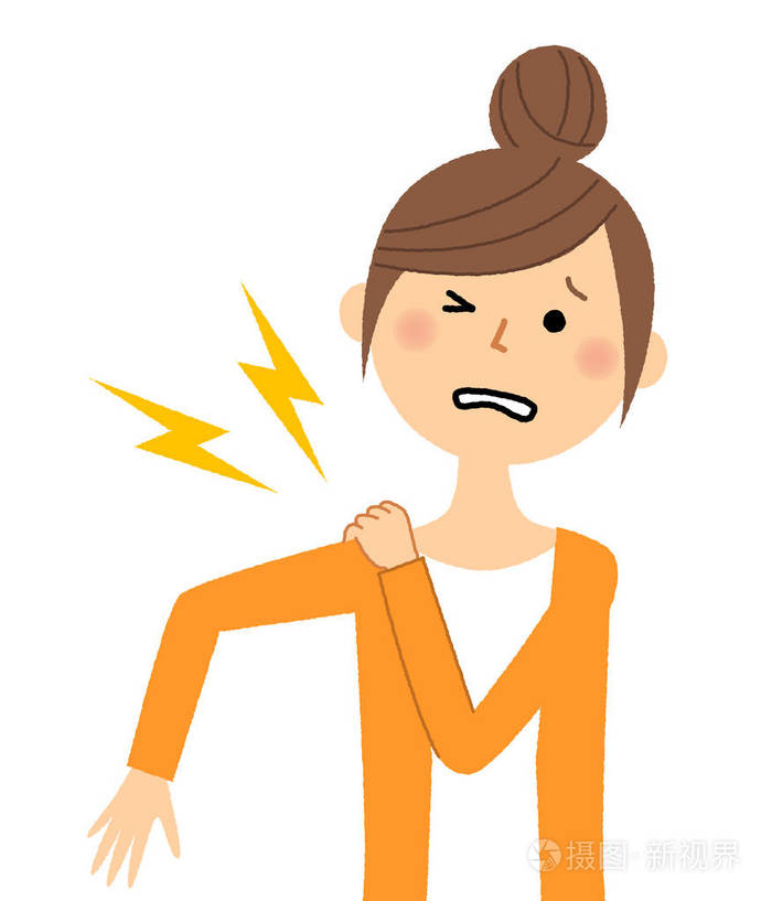 年轻的女人妈妈肩膀痛一个年轻的女人感到肩膀痛