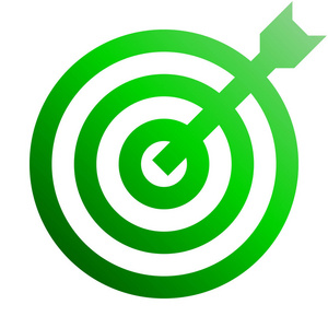 目标符号绿色梯度透明，飞镖孤立矢量插图