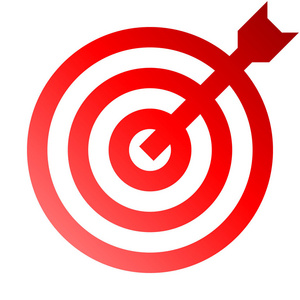 目标符号红色梯度透明，飞镖孤立矢量插图