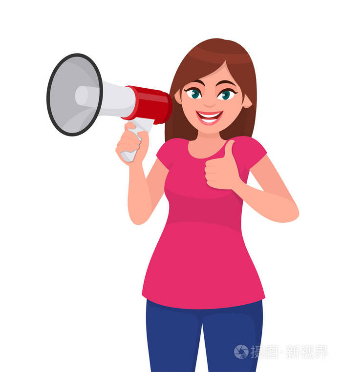 矢量卡通风格的扩音器和扬声器概念插图.