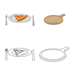 比萨和食品符号的矢量设计。一套比萨和意大利股票符号的网站