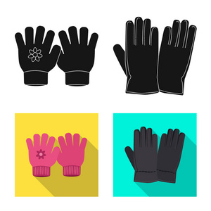 手套和冬季符号的矢量设计。手套和设备库存矢量图的收集