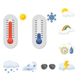 天气和气候标志的向量例证。收集天气和云彩股票向量例证