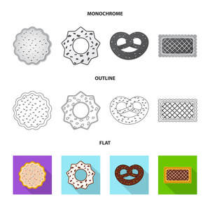 饼干和烘烤标志的矢量设计。饼干和巧克力股票矢量图集