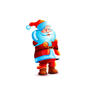 视野背景股票矢量插图孤立的人物圣诞老人站在三个四分之一的视野手臂