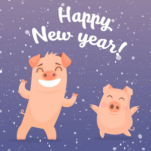 Happy New Year 2019. Chinese New Year. The year of the pig. Vect