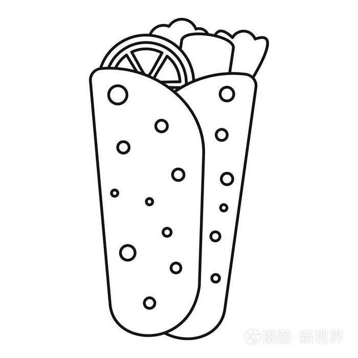 burrito 图标, 轮廓样式插画-正版商用图片15v6m4-摄图新视界