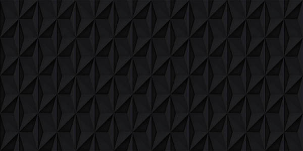 体积逼真矢量黑色纹理几何无缝瓷砖图案设计黑暗背景为您项目