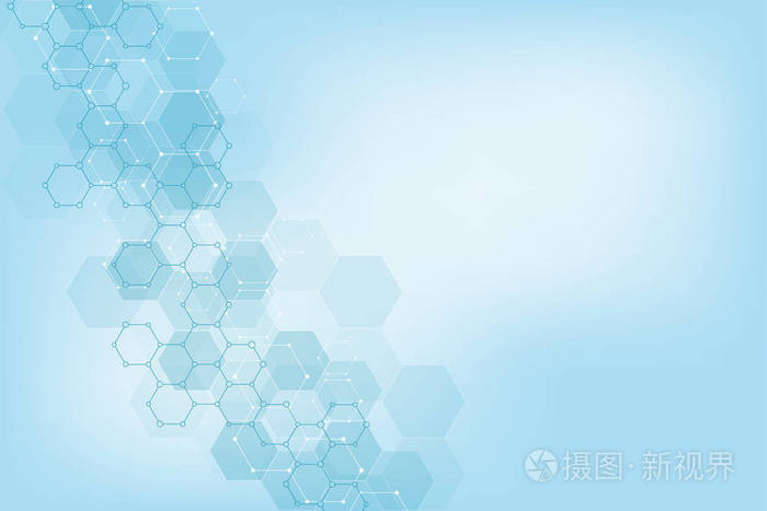 六边形图案的抽象背景.医学或科技现代设计的矢量图解