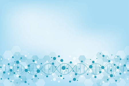 dna 链和分子结构。基因工程或实验室研究。用于医疗或科技设计的背景纹理。向量例证