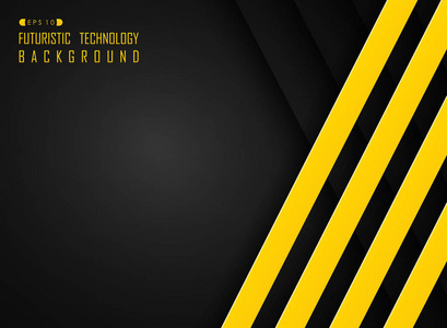线条图案抽象高科技未来技术黑色和黄色背景矢量eps10