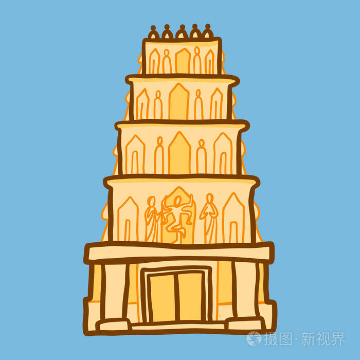 印度寺庙图标手绘风格