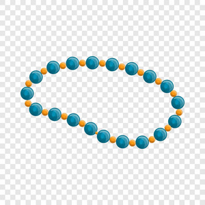 人工珍珠项链蓝色珍珠项链图标, 卡通风格照片
