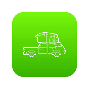 与货物行李图标绿色矢量的 hatchback 汽车