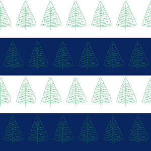 包装纸用涂鸦圣诞树的无缝图案