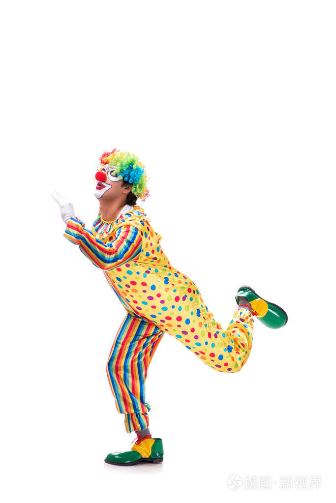 在白色背景上孤立的滑稽小丑