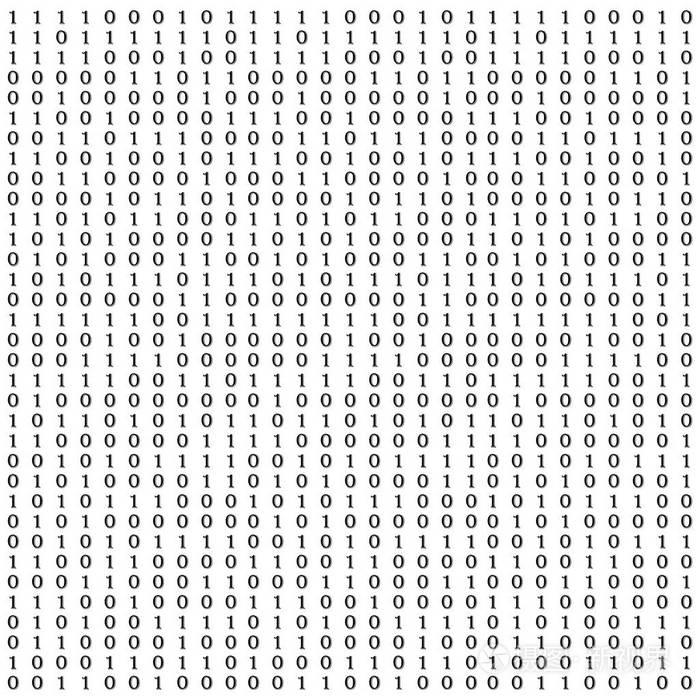 屏幕上有数字的背景.二进制代码零一个矩阵白色背景.
