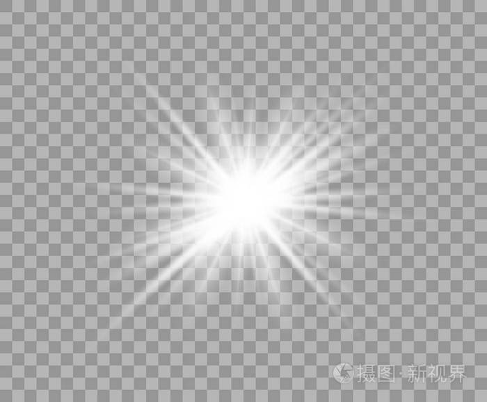 向量圣诞之星, 明亮的闪光.在孤立的透明背景上闪闪发光的元素.