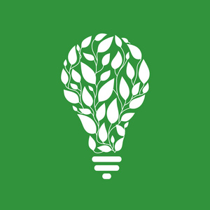 绿叶与灯泡概念新鲜理念，节能环保标志概念