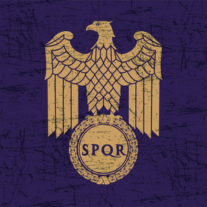 罗马鹰的标志在一个古老的破旧的纹理.插画