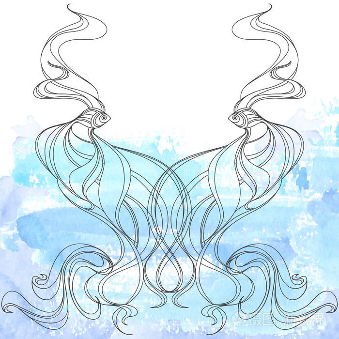 两条鱼挥动鳍的美丽矢量插图插画-正版商用图片15vy3g-摄图新视界