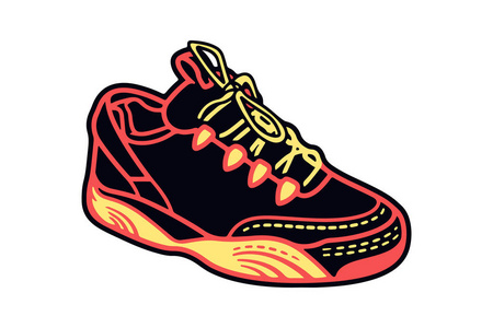 创造性的孤立的插图运动鞋跑步, 步行, 鞋, 风格背景。在孤立的白色背景上的卡通风格的向量概念元素图标
