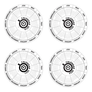 日历2019，2020，2021和2022日历模板。日历设计。每年日历矢量设计文具模板。矢量插图。