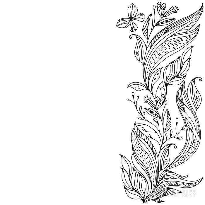 抽象植物设计元素矢量插图