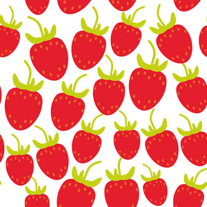 白色背景上的无缝图案红色草莓。 矢量插图
