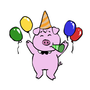 生日快乐猪卡通