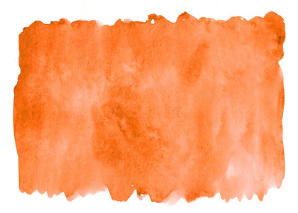 橙色手工制作的笔触水彩颜料，白色背景抽象元素，时尚设计