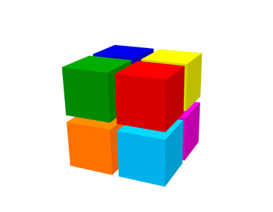 从立方体中抽象3D立方体。 孤立在白色背景上。 矢量彩色插图。