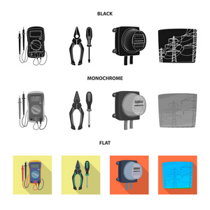 电力和电气标志的矢量设计。电力和能源股票矢量图集