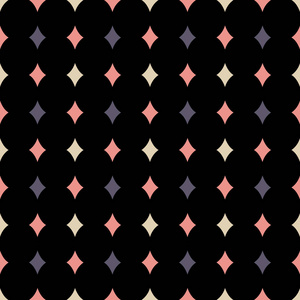 无缝样品从重复凹菱形的糊状颜色在黑色背景上。 窗帘。 复古风格。 纺织品设计的无尽纹理。 抽象的几何纹理。 矢量颜色背景。