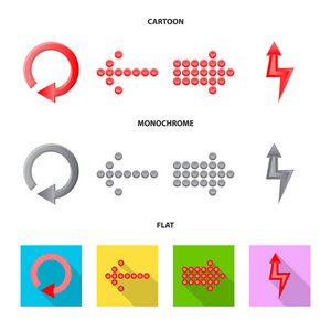 元素和箭头标志的矢量设计。 元素和方向股票向量插图的集合。