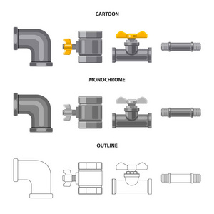 管道和管道标志的矢量设计。 收集库存管道和管道矢量图标。