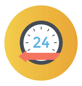 24小时快速服务平面图标。