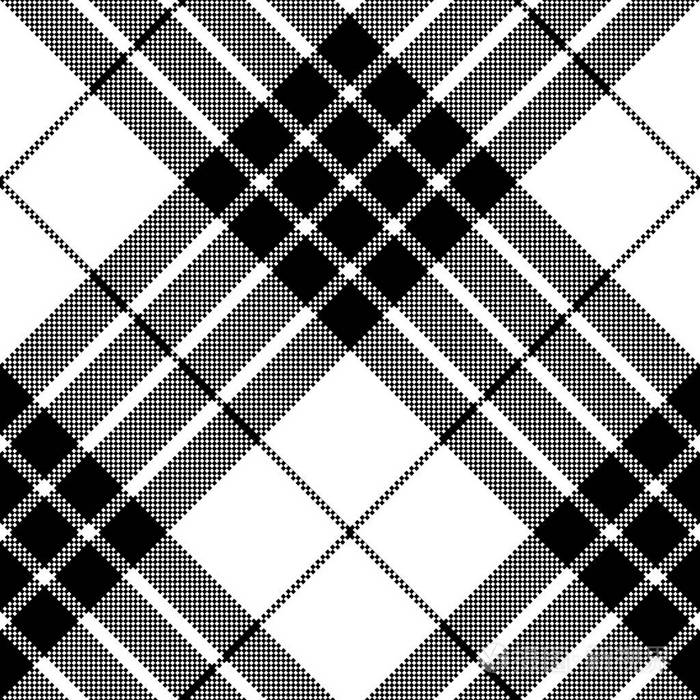 卡梅隆黑白格子像素无缝图案矢量图