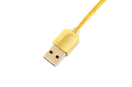 优质黄金高速USB电缆隔离白色背景