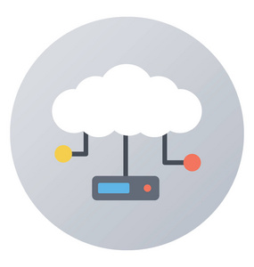 云联网平面圆形矢量图标。