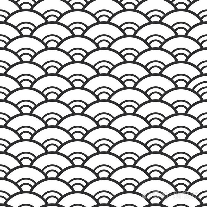 西盖哈字面意思是海浪无缝图案抽象鳞片简单自然背景